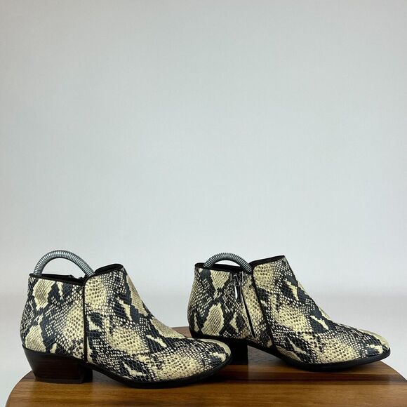 Womens Sam Edelman Petty Snake Print Leather Ankle Boots Shoes Size 6 M GUC‎ - Picture 1 of 8